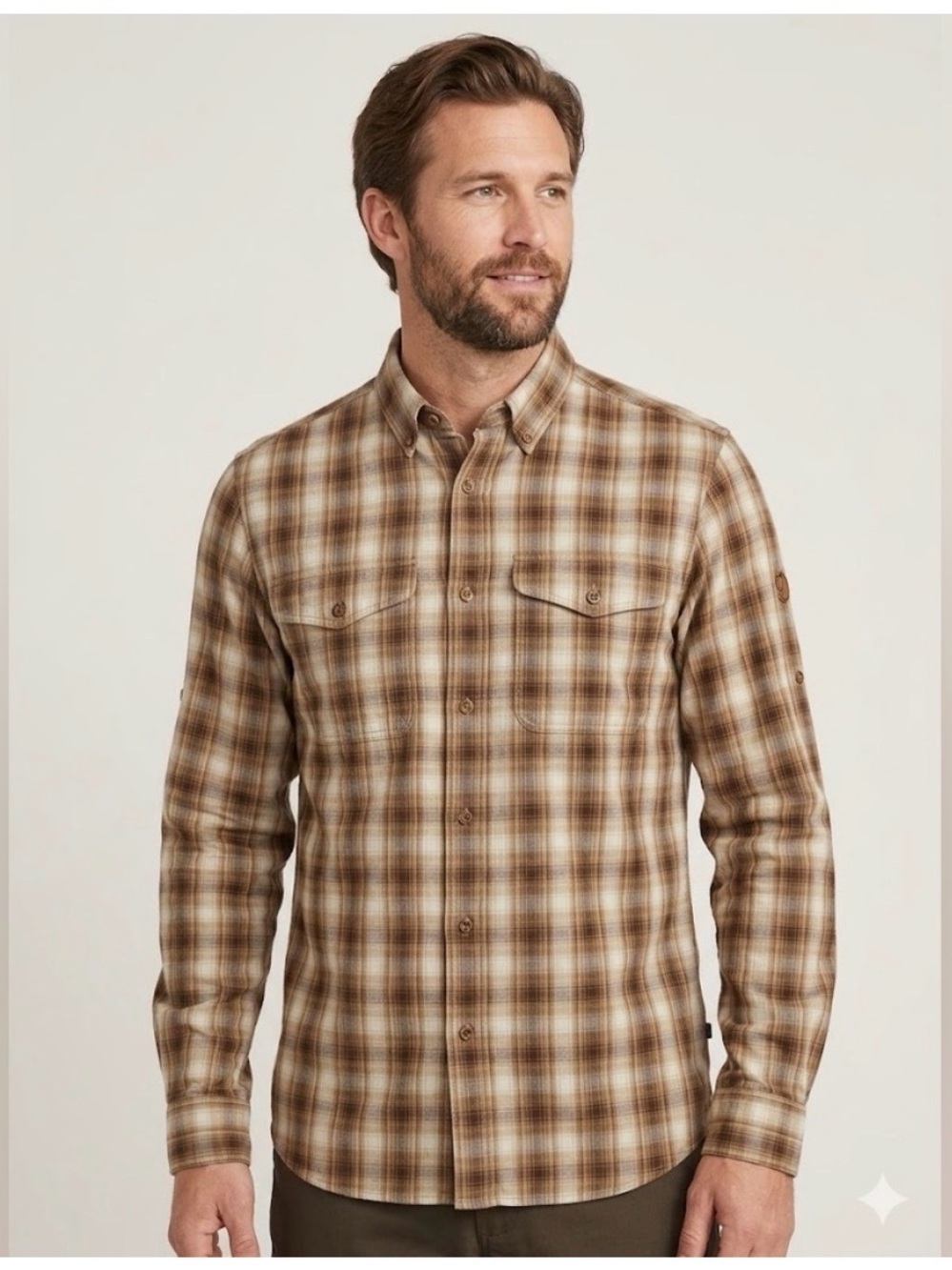 Fjällräven Brown Plaid Long Sleeve Button Down Shirt Dual Pocket Gorpcore Small
